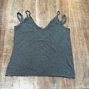27 Miles Malibu Charcoal Linen V-neck Cami with Double Straps